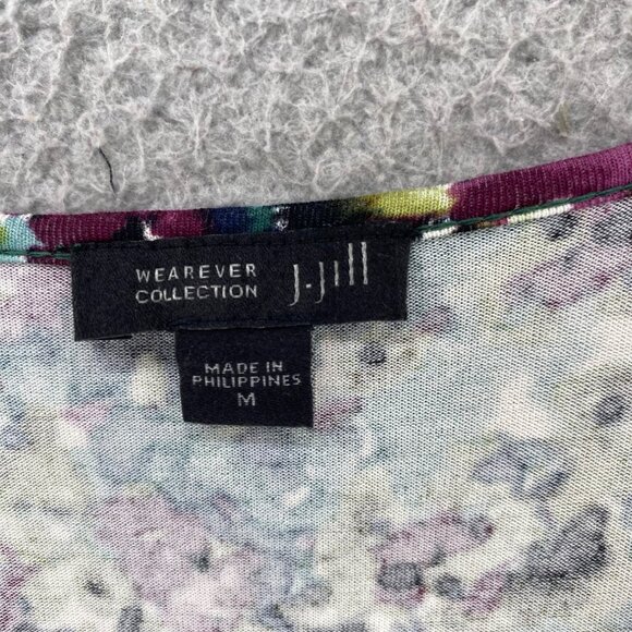 J Jill Top Womens Medium Green Multi Floral Wearever Long Sleeve Tunic Stretch - Picture 5 of 10